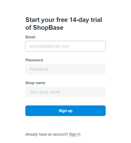 Create a ShopBase account 