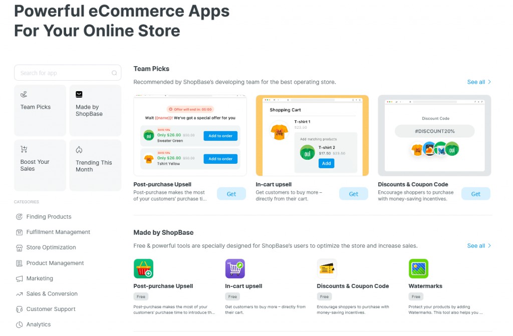 ShopBase hỗ trợ các ứng dụng quản lý cửa hàng