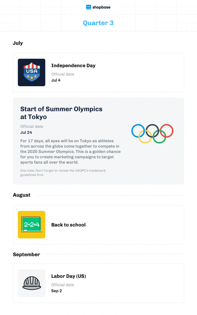 Quarter 3: Olympic fever and Back-to-school spirit