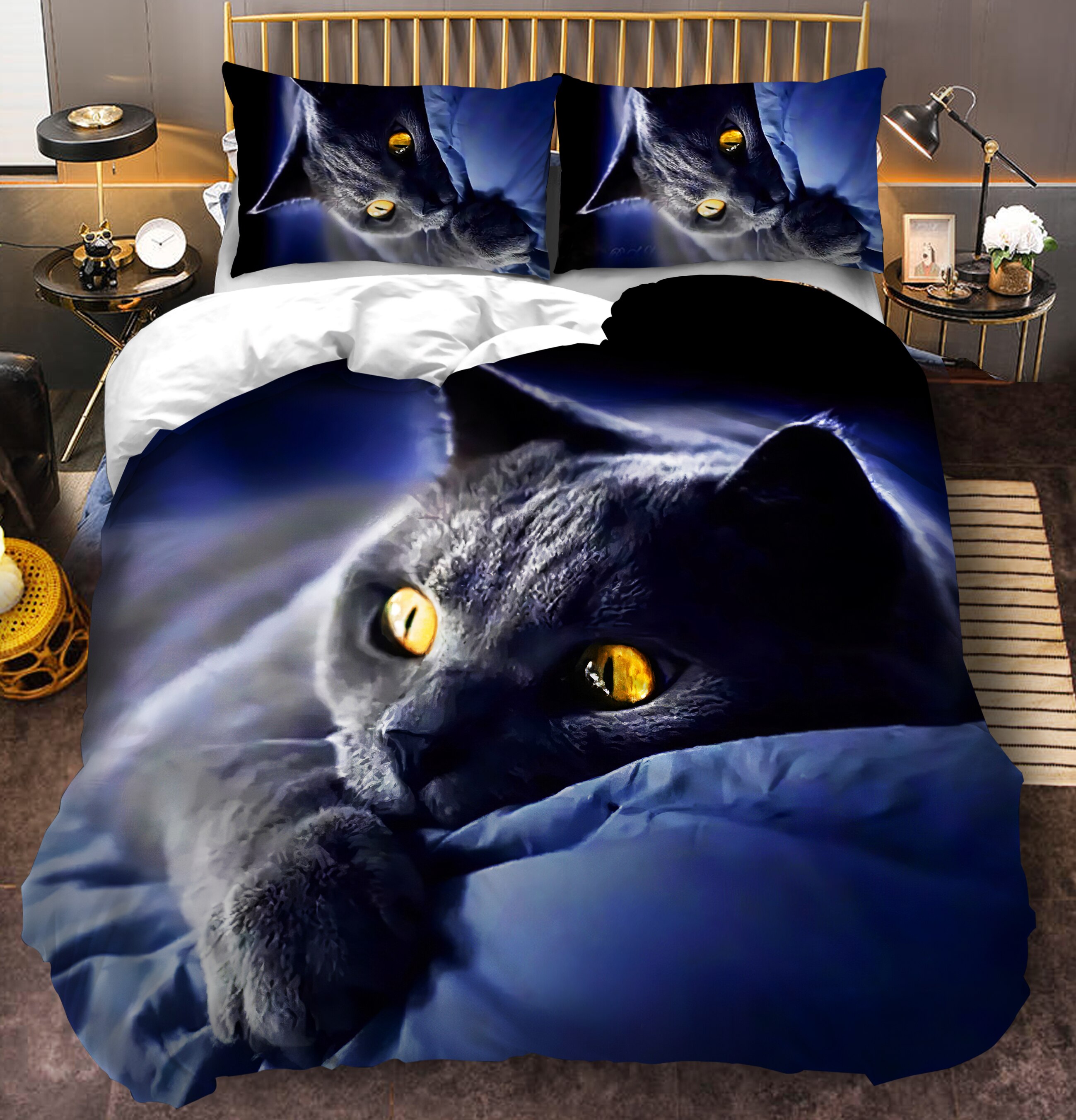 Một ví dụ cho thiết kế dạng 3D của bedding set bán cho niche những người thích mèo