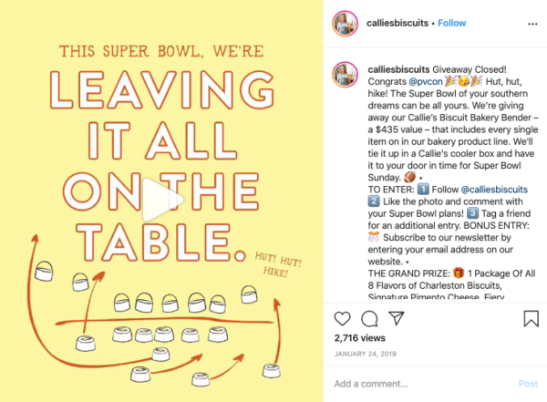 Một mini game được tổ chức nhân dịp Super Bowl trên Instagram