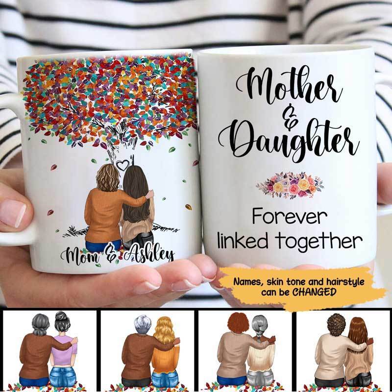 Một mẫu thiết kế ngày Mother’s Day mang tính cá nhân hóa với tên và hình của mẹ và con có thể thay đổi