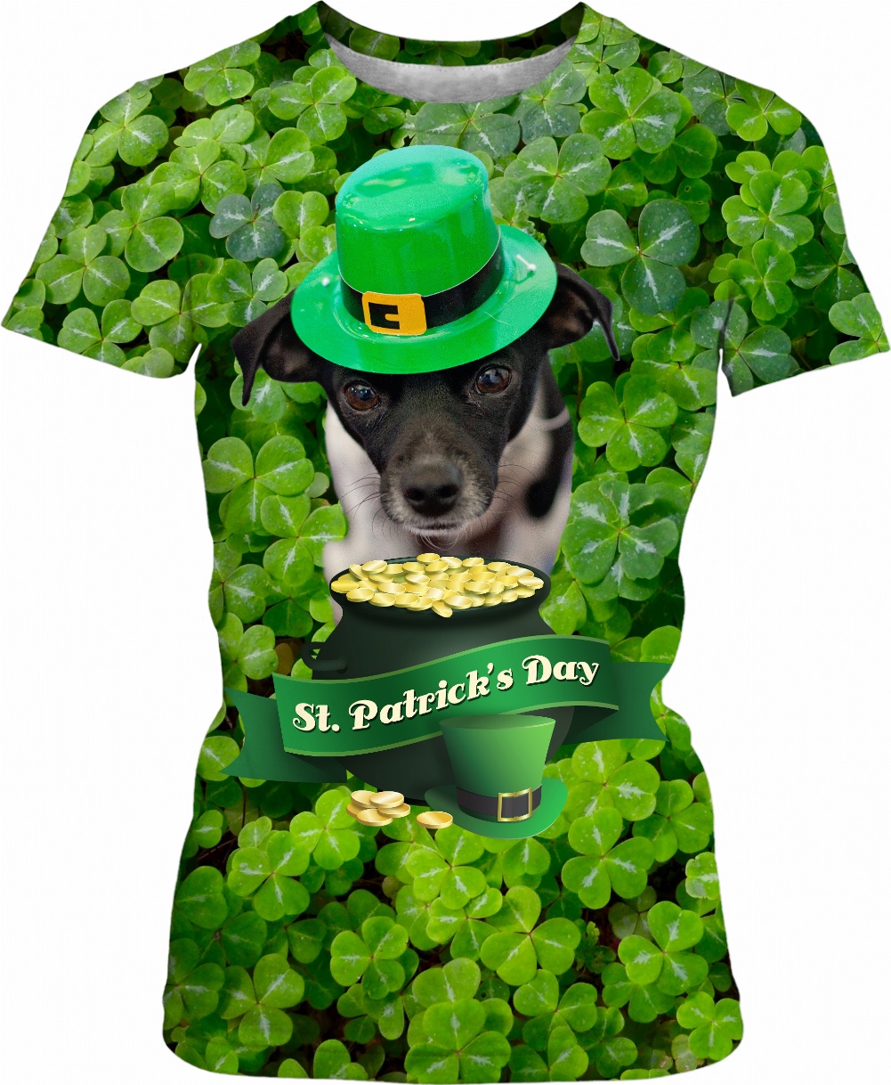 Một mẫu thiết kế kết hợp giữa niche những người yêu chó và phong cách ngày lễ St. Patrick's Day