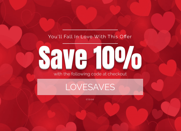 Một mẫu popup tặng mã khuyến mãi cho người ghé thăm cửa hàng dịp Valentine