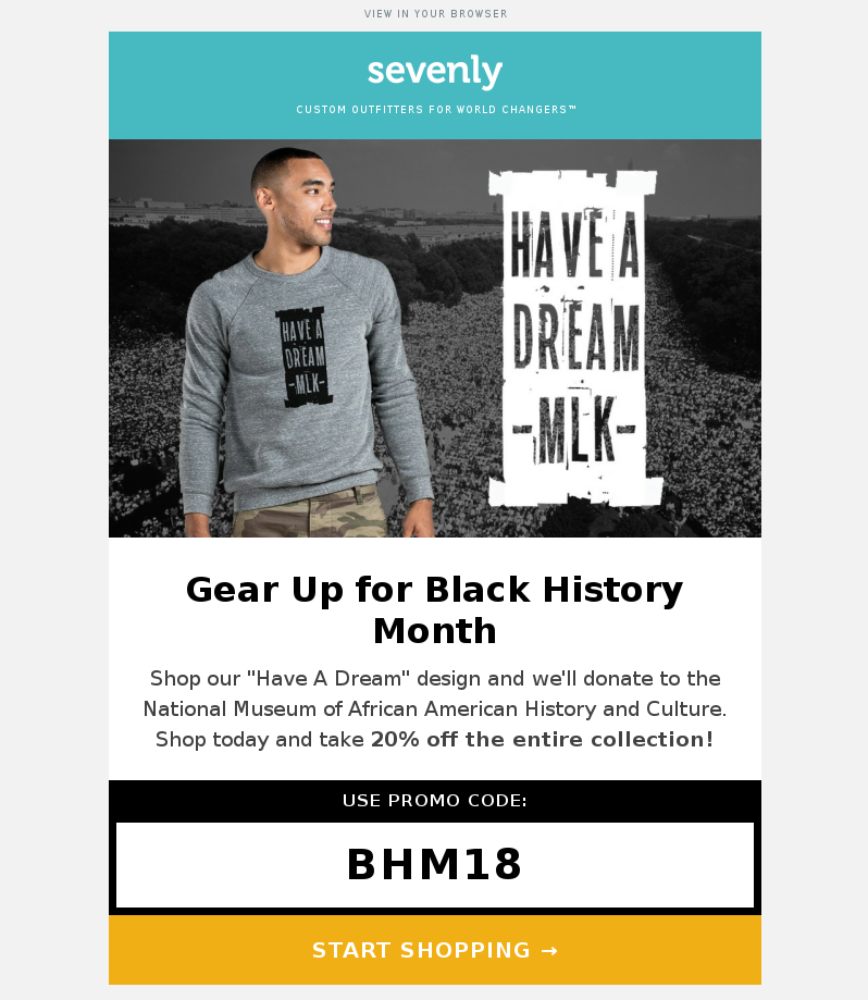 An email marketing sample on MLK Day by Sevenly