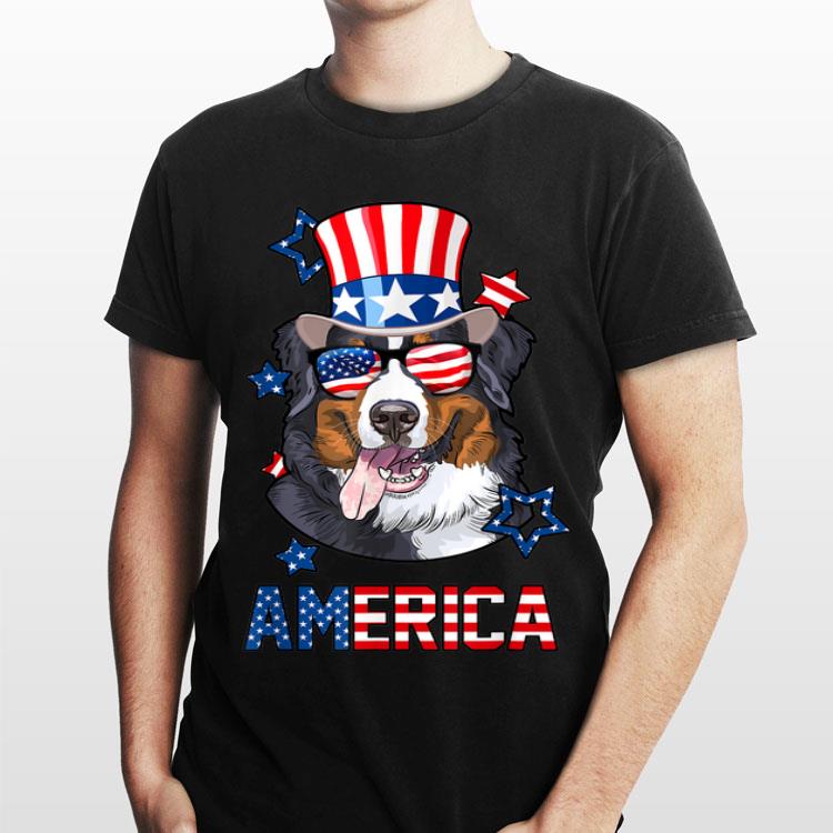 专给狗爱好者的美国国庆日男女通用T恤设计模板
