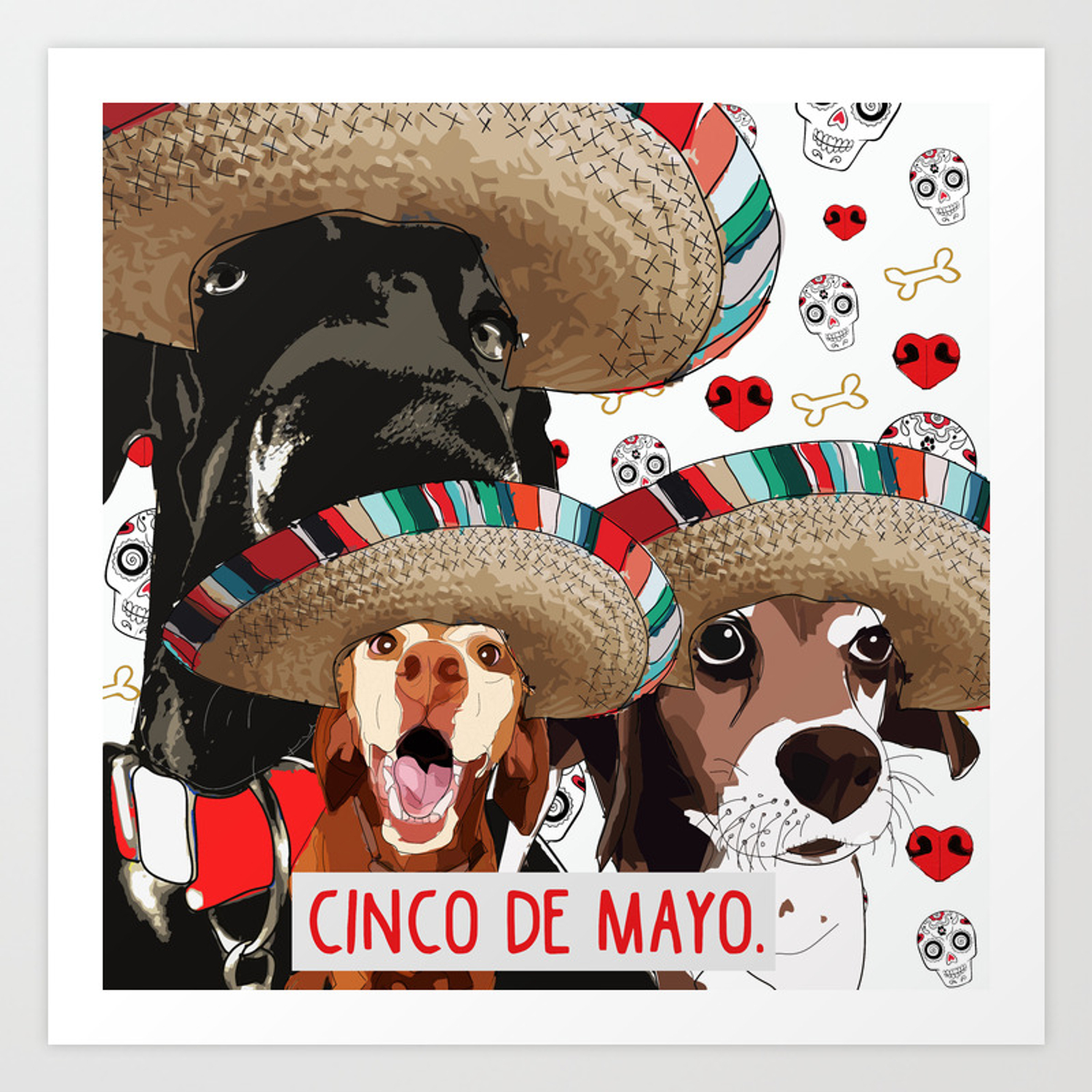 Mẫu thiết kế trên Sticker dành cho niche những người yêu chó nhân ngày Cinco de Mayo