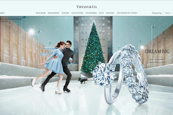 Tiffany & Co’s silver and blue theme brings energy and excitement to passersby.