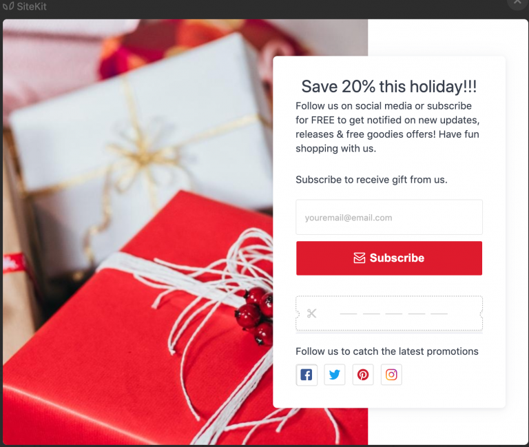 Display a holiday welcome popup the moment shoppers enter your website.