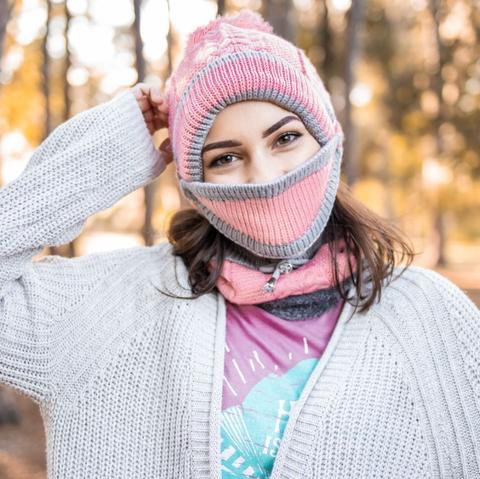三合一女式冬季针织帽