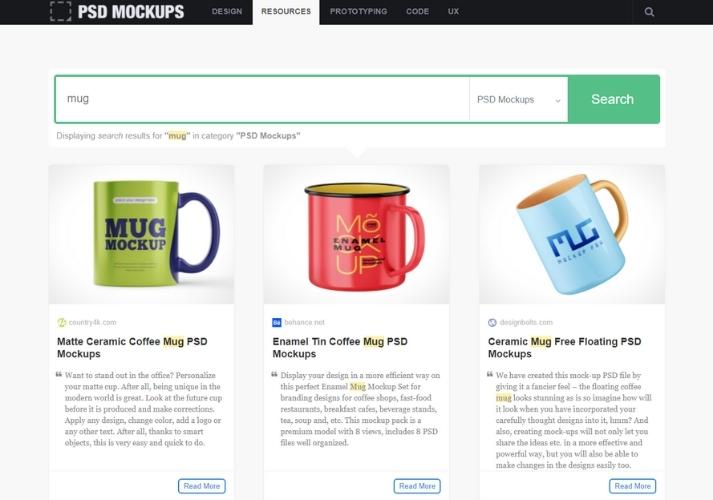 Bạn dễ dàng tiếp cận với các mẫu mockup từ nền tảng khác qua thanh tìm kiếm của PSD Mockups.