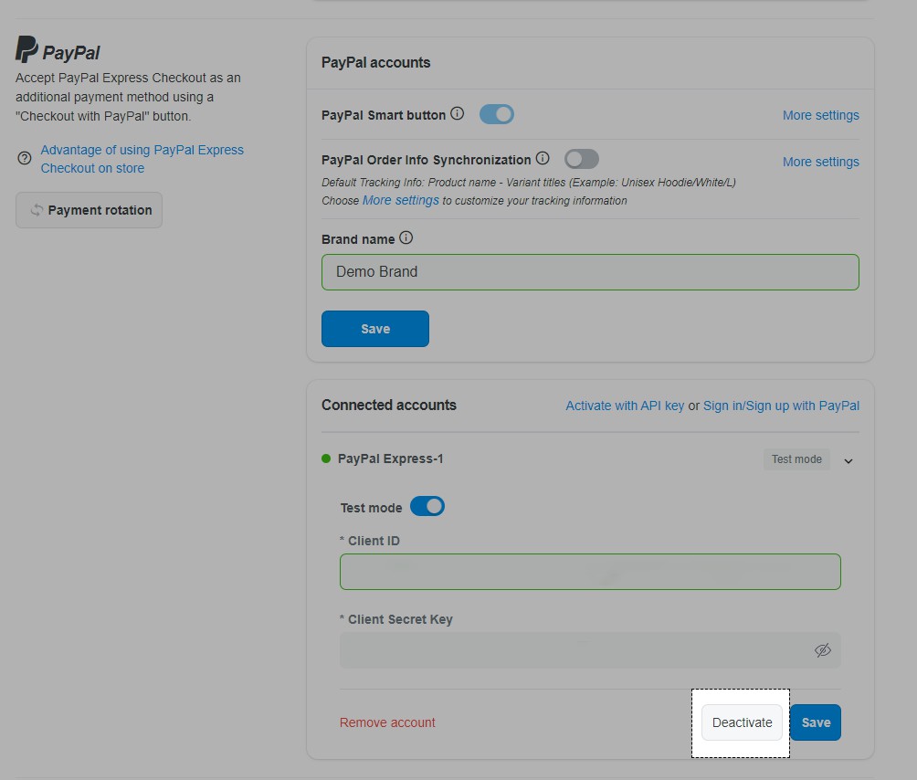Ngắt kết nối cổng thanh toán PayPal với ShopBase.
