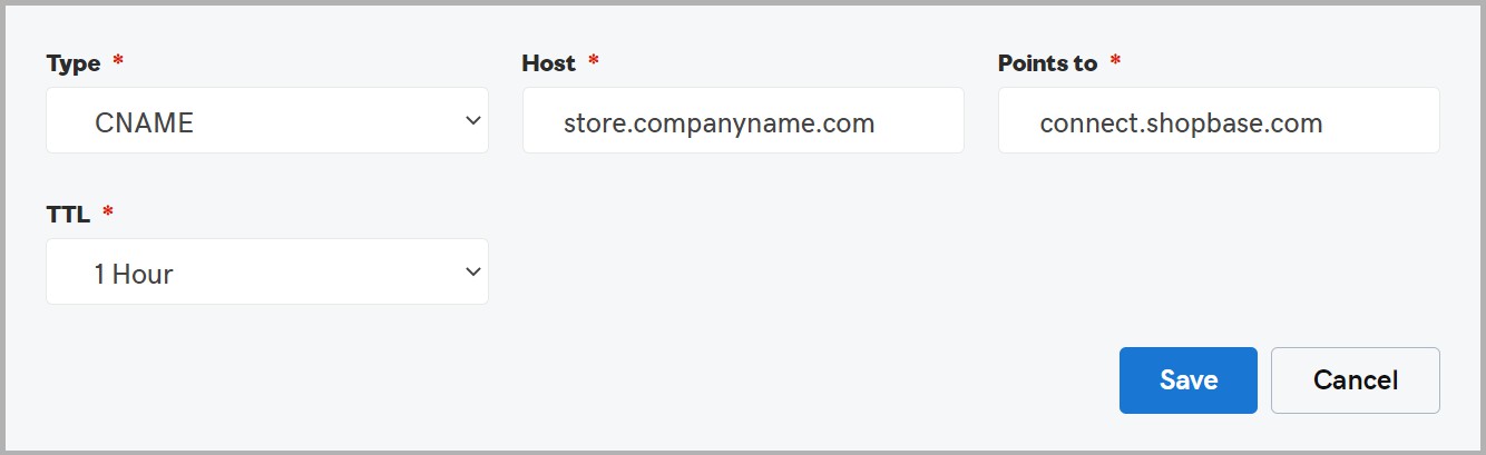 Tạo bản ghi trỏ domain về ShopBase.