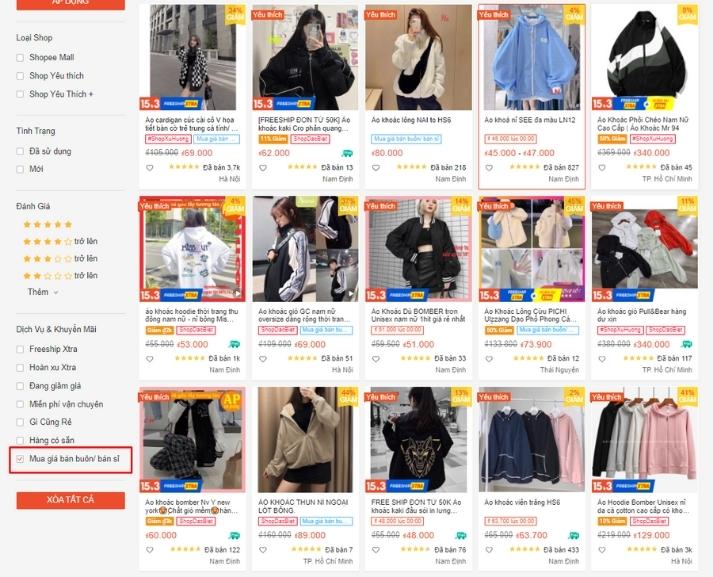 Kết quả tìm kiếm sản phẩm “kem nền trang điểm” trên Lazada.