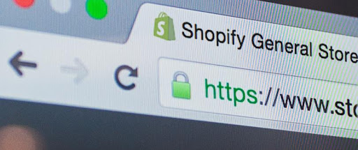 Ví dụ một website Shopify với chứng chỉ SSL. 