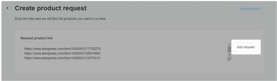 Nhấn Add request sau khi hoàn tất bước chèn liên kết sản phẩm.
