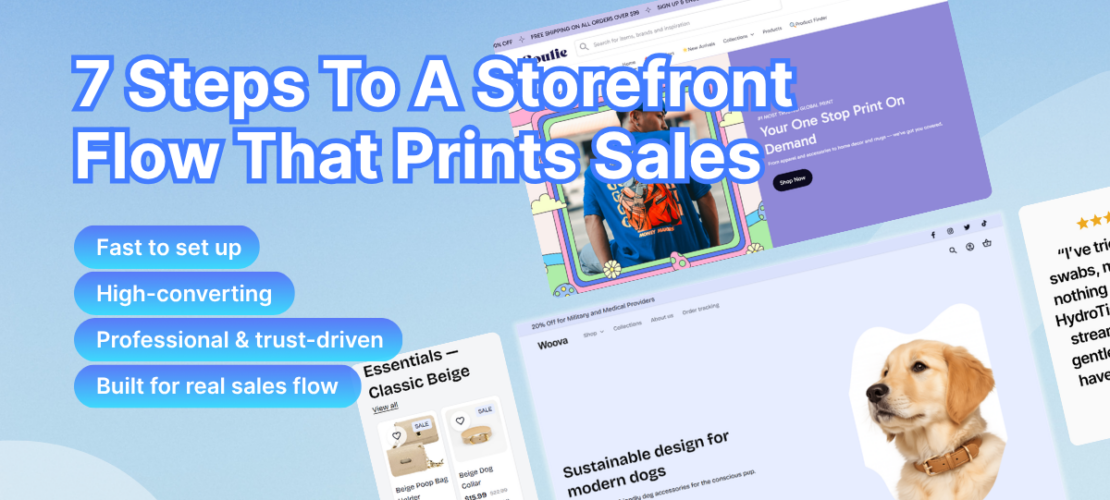 The image shows the article title on building a high-converting dropshipping store structure