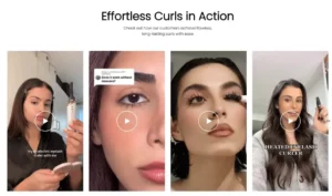 Customer video testimonials showcasing real results using an eyelash curler, building trust and boosting ecommerce conversions 